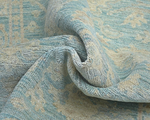 4x6 Soft Blue Oushak Turkish Handmade Traditional Wool Area Rug