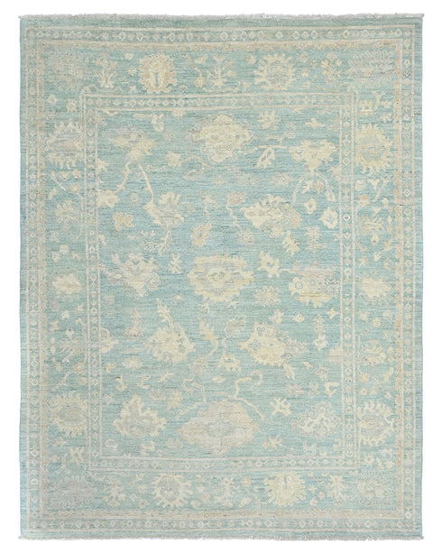 Soft Green 8x10 Feet Turkish Hand Knotted Traditional Wool Area Rug