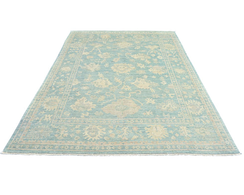 Soft Green 8x10 Feet Turkish Hand Knotted Traditional Wool Area Rug