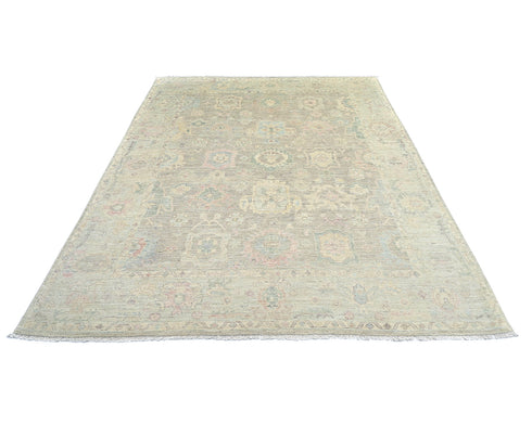 Gray Turkish Oushak Hand Knotted Traditional 8x10 Feet Wool Area Rug