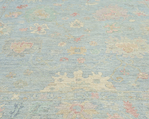 8'7"x11'2" Ft Pastel Blue Turkish Hand Knotted Oriental Veg Dye Wool Rug