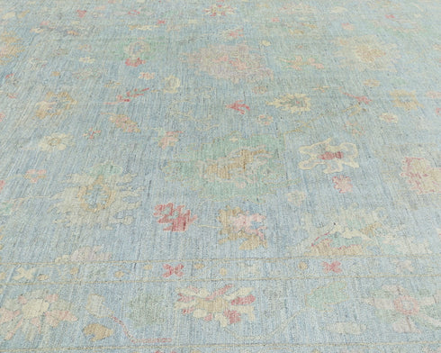 8'7"x11'2" Ft Pastel Blue Turkish Hand Knotted Oriental Veg Dye Wool Rug