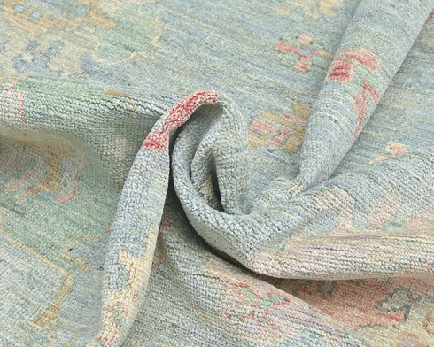 8'7"x11'2" Ft Pastel Blue Turkish Hand Knotted Oriental Veg Dye Wool Rug