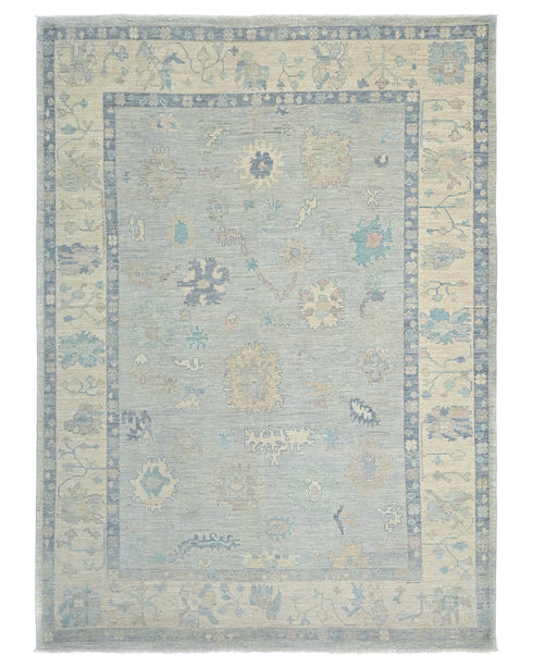 9x12 Soft Gray Turkish Oushak Hand Knotted Traditional Soft Wool Area Rug