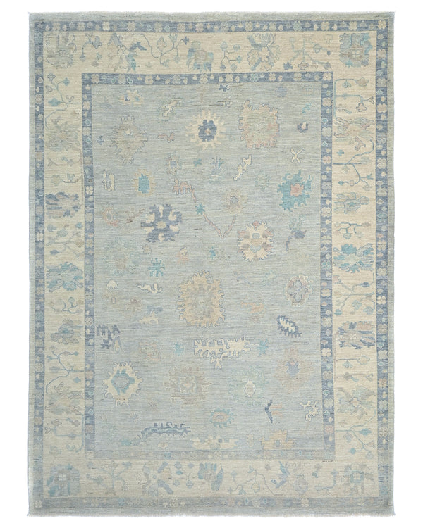 9x12 Soft Gray Turkish Oushak Hand Knotted Traditional Soft Wool Area Rug