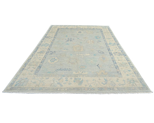 9x12 Soft Gray Turkish Oushak Hand Knotted Traditional Soft Wool Area Rug