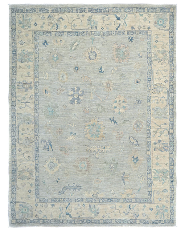 9x12 Gray Turkish Ouhsak Hand Knotted Traditional Soft Wool Area Rug