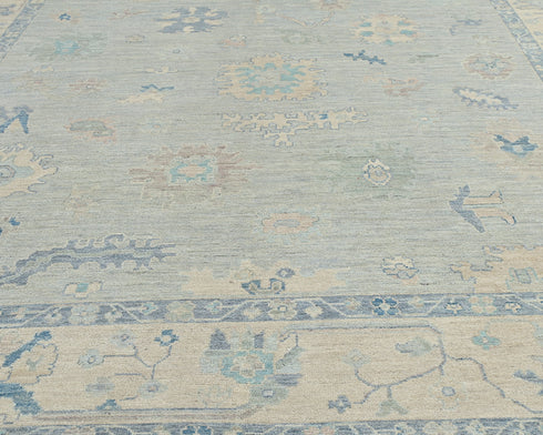 9x12 Gray Turkish Ouhsak Hand Knotted Traditional Soft Wool Area Rug