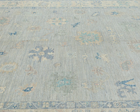 9x12 Gray Turkish Ouhsak Hand Knotted Traditional Soft Wool Area Rug