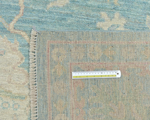 9x12 Aqua Blue Oushak Turkish Handmade Traditional Soft Wool Area Rug