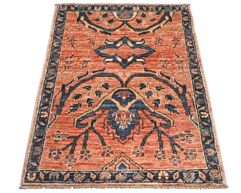 2x3 Rust Aryana Afghan Hand Knotted Veg Dye Wool Area Rug