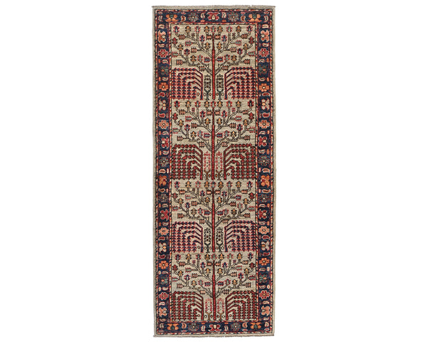 6 Ft Gray Aryana Afghan Hand Knotted Veg Dye Wool Runner Rug