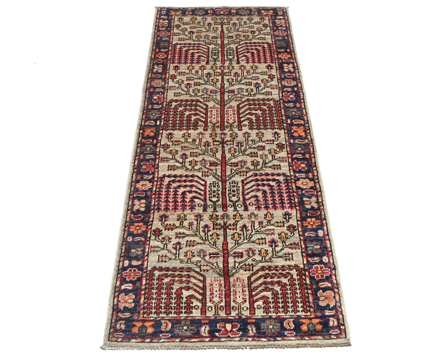 6 Ft Gray Aryana Afghan Hand Knotted Veg Dye Wool Runner Rug
