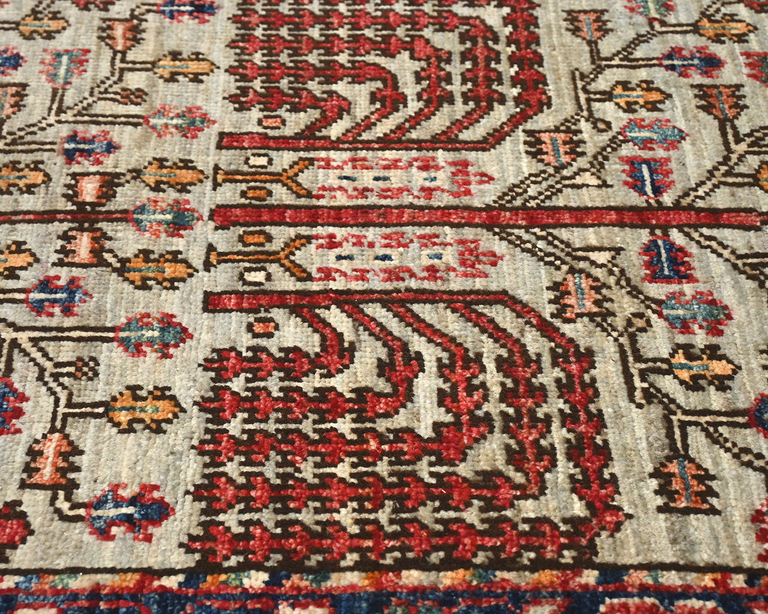 6 Ft Gray Aryana Afghan Hand Knotted Veg Dye Wool Runner Rug