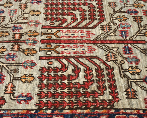 6 Ft Gray Aryana Afghan Hand Knotted Veg Dye Wool Runner Rug