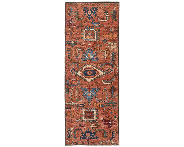 6 Feet Rust Aryana Afghan Hand Knotted Veg Dye Wool Runner Rug