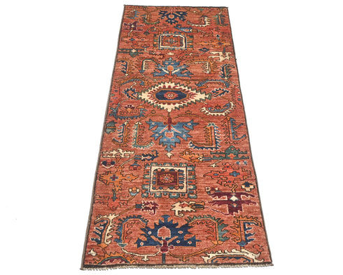 6 Feet Rust Aryana Afghan Hand Knotted Veg Dye Wool Runner Rug