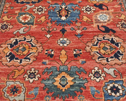 8 Ft Rust Aryana Afghan Hand Knotted Veg Dye Wool Runner Rug