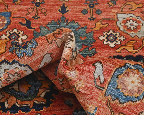 8 Ft Rust Aryana Afghan Hand Knotted Veg Dye Wool Runner Rug
