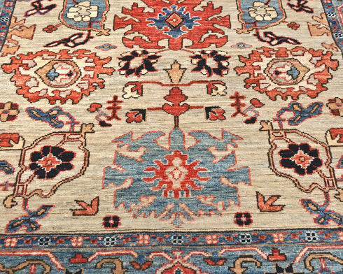 4x12 Ft Gray Blue Aryana Afghan Hand Knotted Veg Dye Wool Runner Rug
