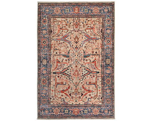 5x7 Gray Blue Aryana Afghan Hand Knotted Veg Dye Wool Area Rug