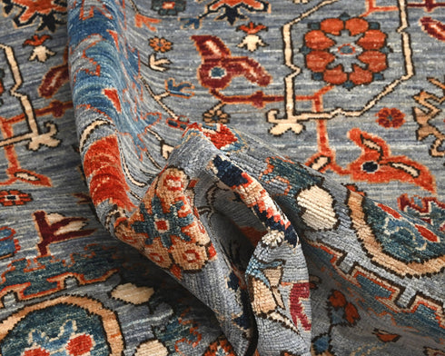 5x7 Gray Blue Aryana Afghan Hand Knotted Veg Dye Wool Area Rug