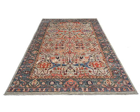 6x9 Ft Light Brown Aryana Afghan Hand Knotted Veg Dye Wool Area Rug
