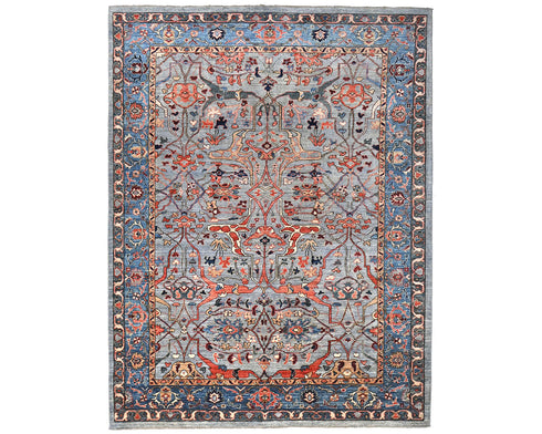 6x9 Gray Aryana Afghan Hand Knotted Veg Dye Wool Area Rug