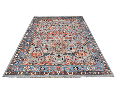 6x9 Gray Aryana Afghan Hand Knotted Veg Dye Wool Area Rug
