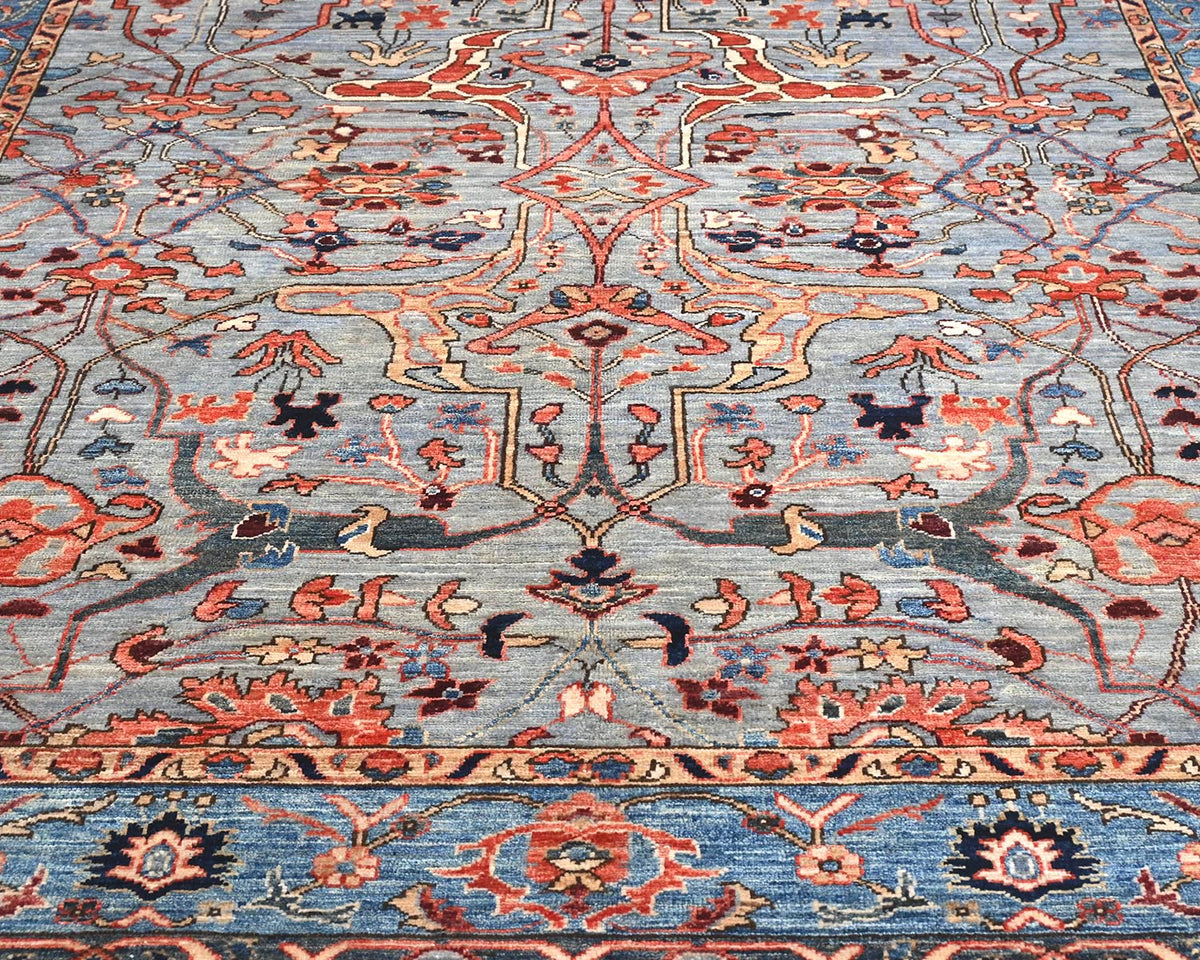Alfombra afgana Aryana de lana teñida con tinte vegetal, anudada a mano, color gris, 6 x 9