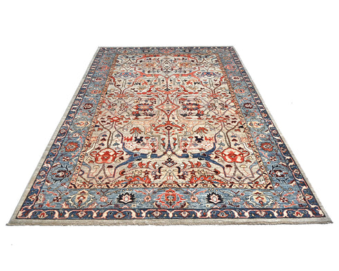 6x9 Light Brown Aryana Afghan Hand Knotted Veg Dye Wool Area Rug