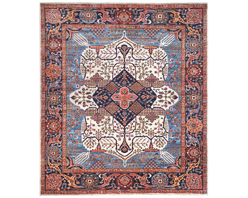 8x10 Brown Blue Aryana Afghan Hand Knotted Veg Dye Wool Area Rug