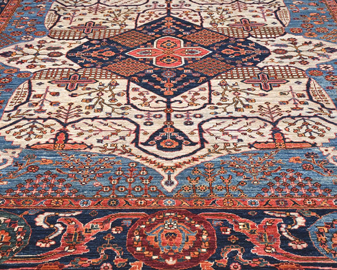 8x10 Brown Blue Aryana Afghan Hand Knotted Veg Dye Wool Area Rug