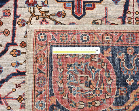 8x10 Brown Blue Aryana Afghan Hand Knotted Veg Dye Wool Area Rug