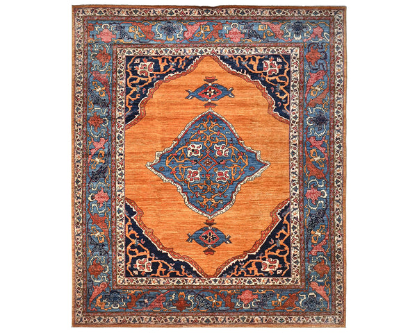 8x10 Orange Aryana Afghan Hand Knotted Veg Dye Wool Area Rug
