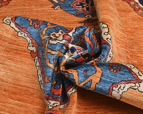 8x10 Orange Aryana Afghan Hand Knotted Veg Dye Wool Area Rug