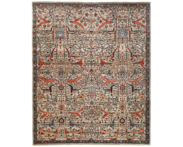 8x10 Gray Aryana Afghan Hand Knotted Veg Dye Wool Area Rug