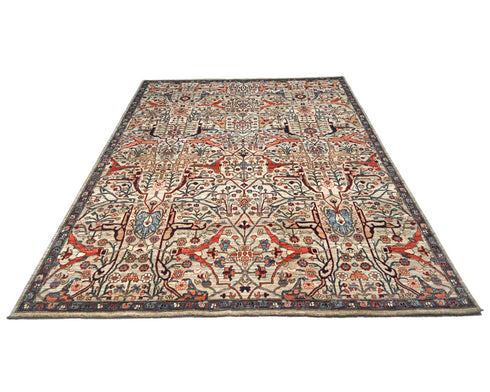 8x10 Gray Aryana Afghan Hand Knotted Veg Dye Wool Area Rug