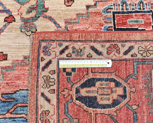 9x12 Rust Blue Aryana Afghan Hand Knotted Veg Dye Wool Area Rug