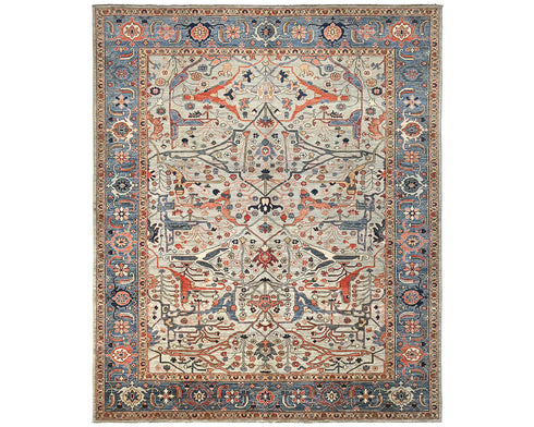 9x12 Gray Blue Aryana Afghan Hand Knotted Veg Dye Wool Area Rug