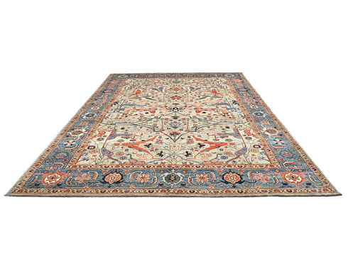 9x12 Gray Blue Aryana Afghan Hand Knotted Veg Dye Wool Area Rug