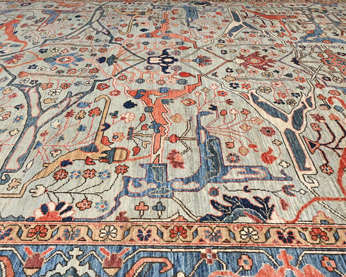 9x12 Gray Blue Aryana Afghan Hand Knotted Veg Dye Wool Area Rug
