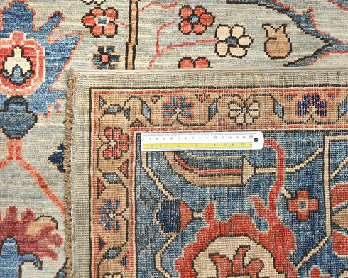 9x12 Gray Blue Aryana Afghan Hand Knotted Veg Dye Wool Area Rug