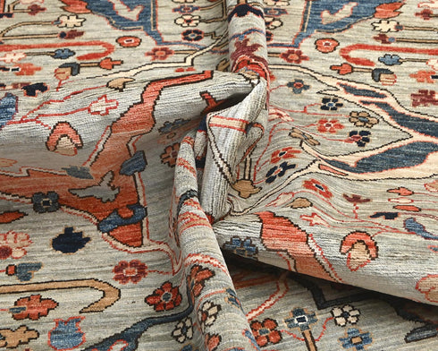 9x12 Gray Blue Aryana Afghan Hand Knotted Veg Dye Wool Area Rug