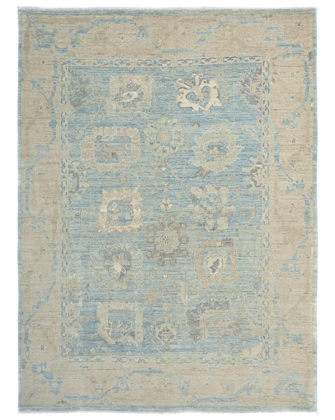 9x12 Ft Oushak Turkish Hand Knotted Traditional Soft Blue Wool Area Rug