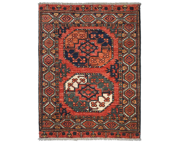 3x4 Rust Ersari Afghan Hand Knotted Veg Dye Wool Area Rug