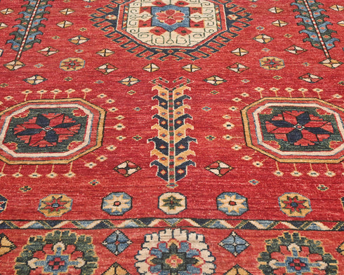 6x8 Red Ersari Afghan Hand Knotted Veg Dye Wool Area Rug