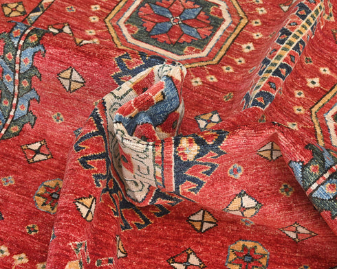 6x8 Red Ersari Afghan Hand Knotted Veg Dye Wool Area Rug