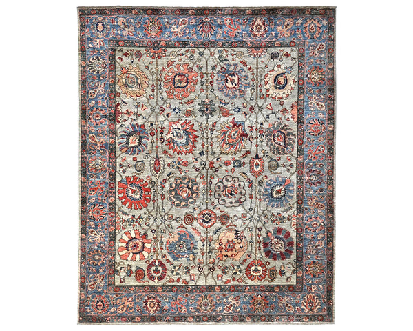 8x10 Gray Blue Aryana Afghan Hand Knotted Veg Dye Wool Area Rug