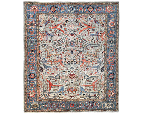 8x10 Gray Blue Aryana Afghan Hand Knotted Veg Dye Wool Area Rug
